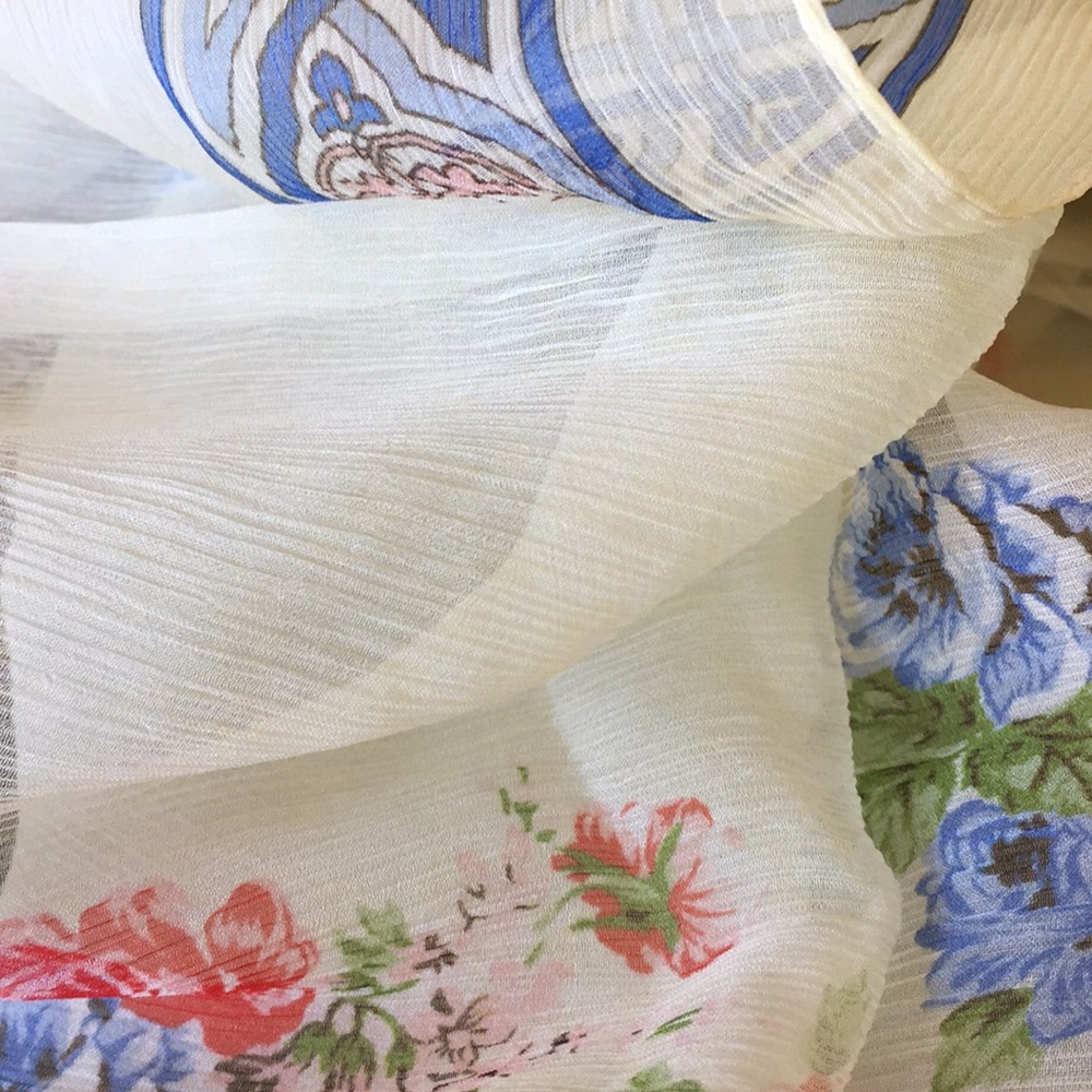 100% Silk XXL Boho / Bohemian Chiffon Scarf Wrap Pareo - Picture 7 of 7